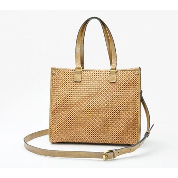 Patricia Nash Leather Ava Medium Tote with	Crossbody Strap Stone Woven - Picture 16 of 16